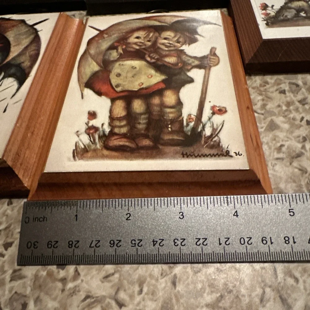 Vintage Hummel Wood Plaque Lot of 5 Wall Hanging Pictures German